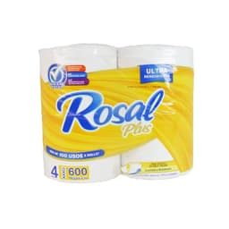 PAPEL HIGIENICO ROSAL PLUS 600HOJAS 4ROLLOS foto